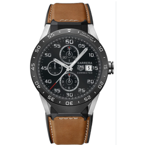 Horlogeband Smartwatch Tag Heuer FT6070 Leder Cognac 22mm